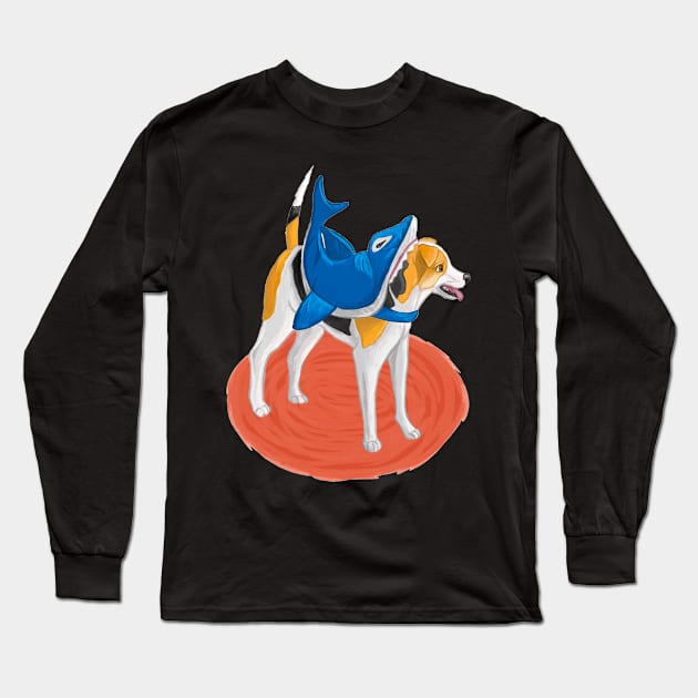 Shark Beagle Long Sleeve T-Shirt by the-artsy-park